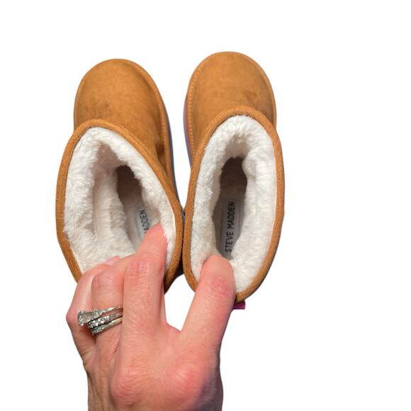 Steve Madden Girl 13 Jtoasty Stripe Brown Camel Cognac Platform Boot Pink Purple - Picture 11 of 14